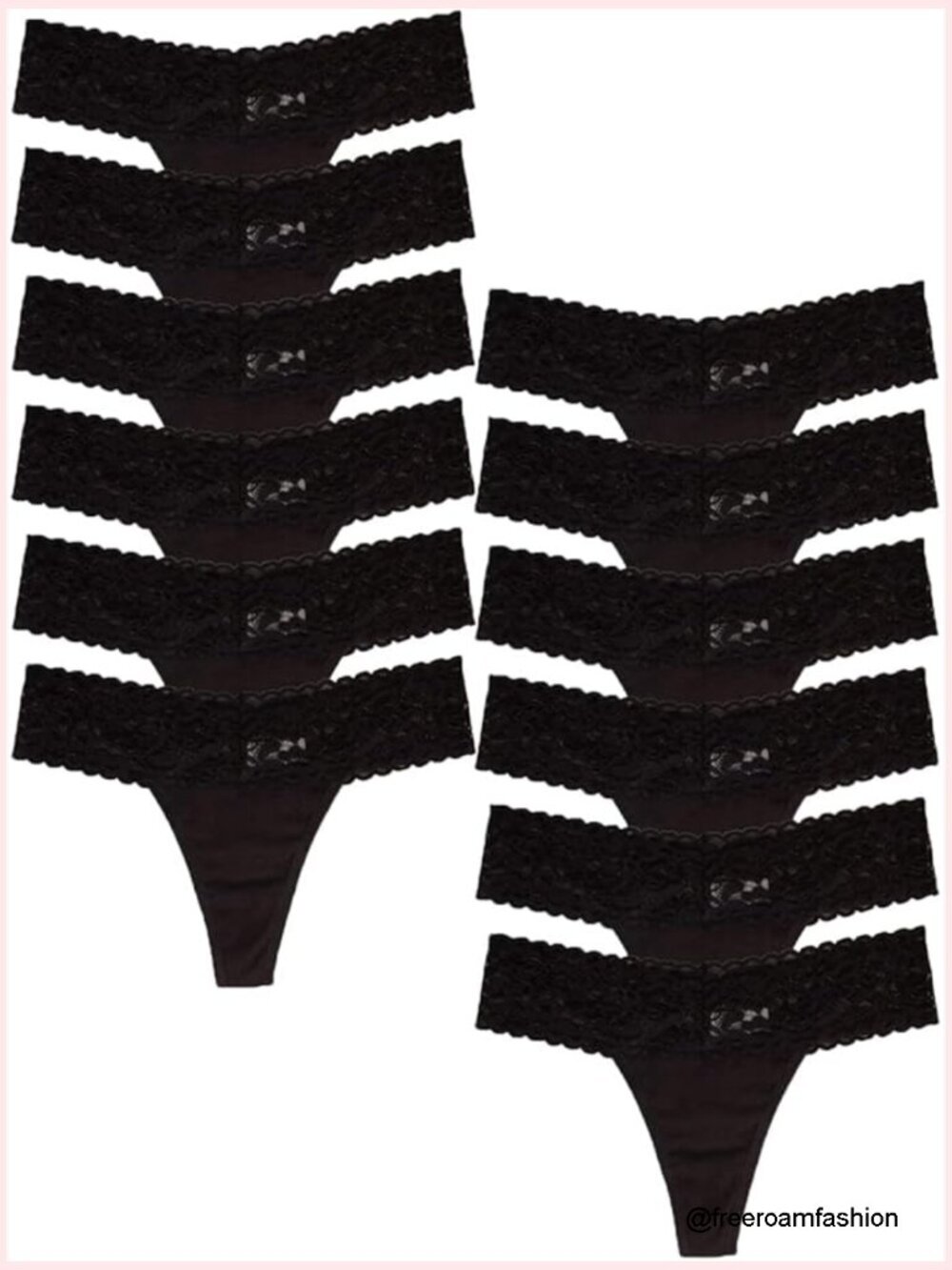 Medium Low Rise Lace Thong Panties, 6 Pack Cotton Underwear No Show